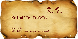 Krisán Irén névjegykártya